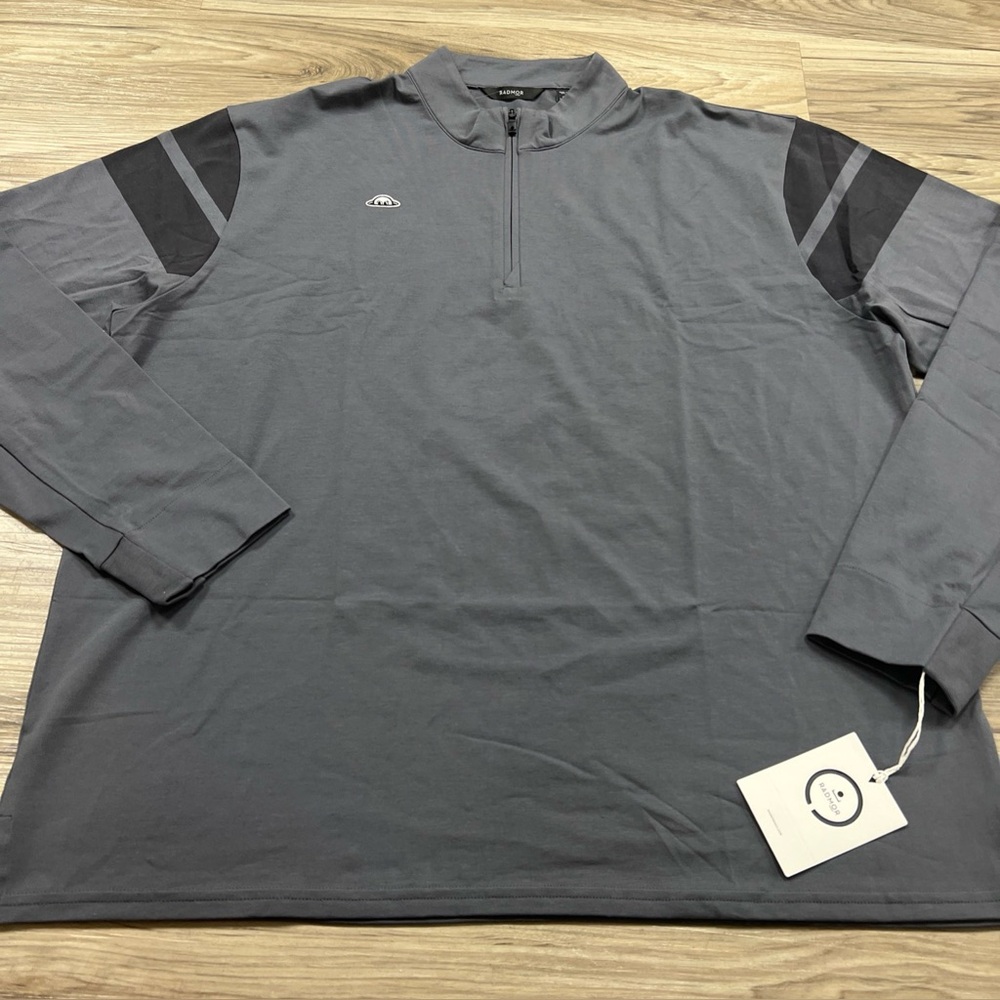 Radmor Colton Cap Stripe 1/4 zip Golf Pullover Graphite Gray Mens 2XL $115 NWT